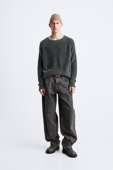 СВИТЕР ИЗ ИСКУССТВЕННОГО МЕХА С РЕЛЬЕФНЫМ УЗОРОМ — Антрацитово-серый от Zara — изображение 0