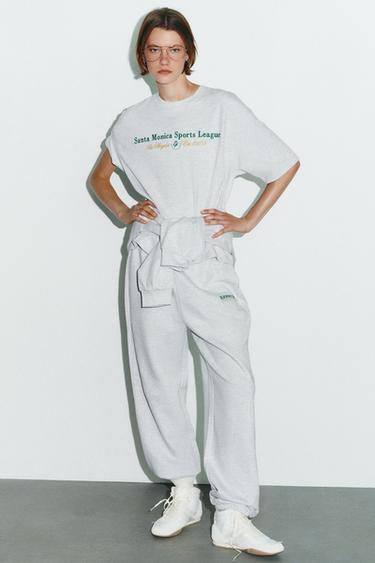 Zara COTTON TEXT PRINT T-SHIRT - Gray marl