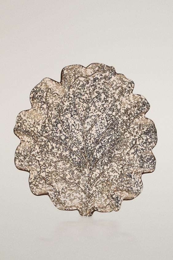 Zara CHRISTMAS MERCURISED GLASS LEAF SERVING DISH - Silver - Image 0