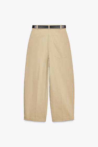 TROUSERS WITH BELT - camel de Zara - Image 6