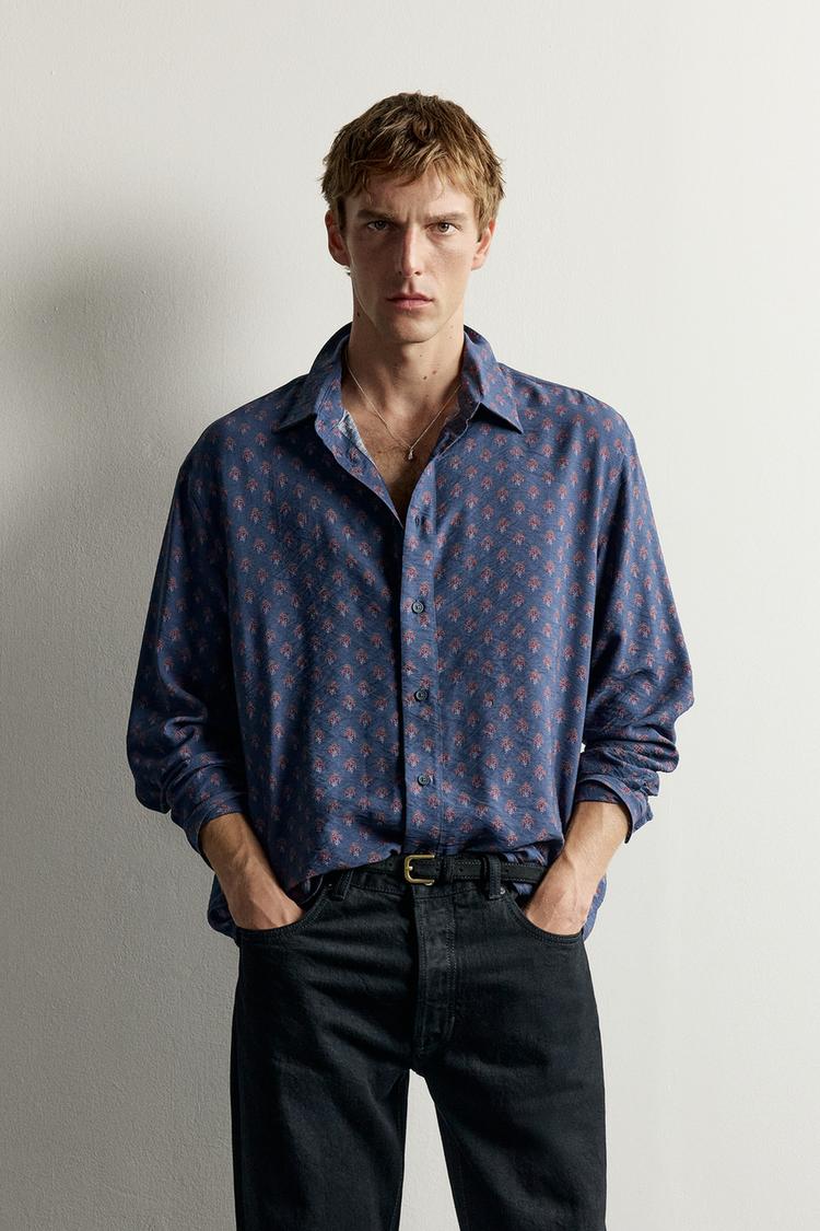 GEOMETRIC PRINT FLOWING SHIRT