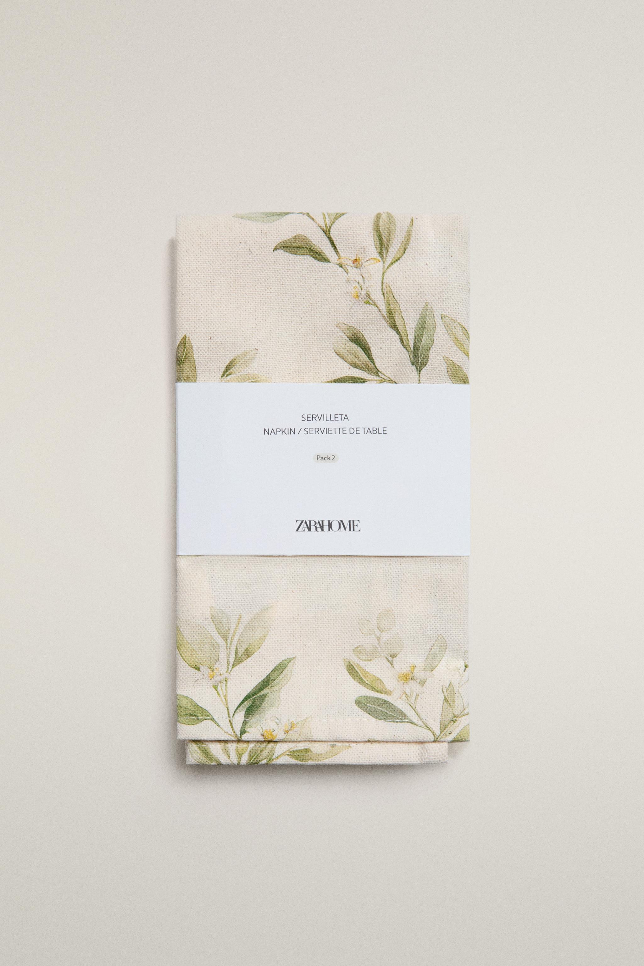 BRANCH AND FLORAL PRINT NAPKINS (PACK OF 2)
