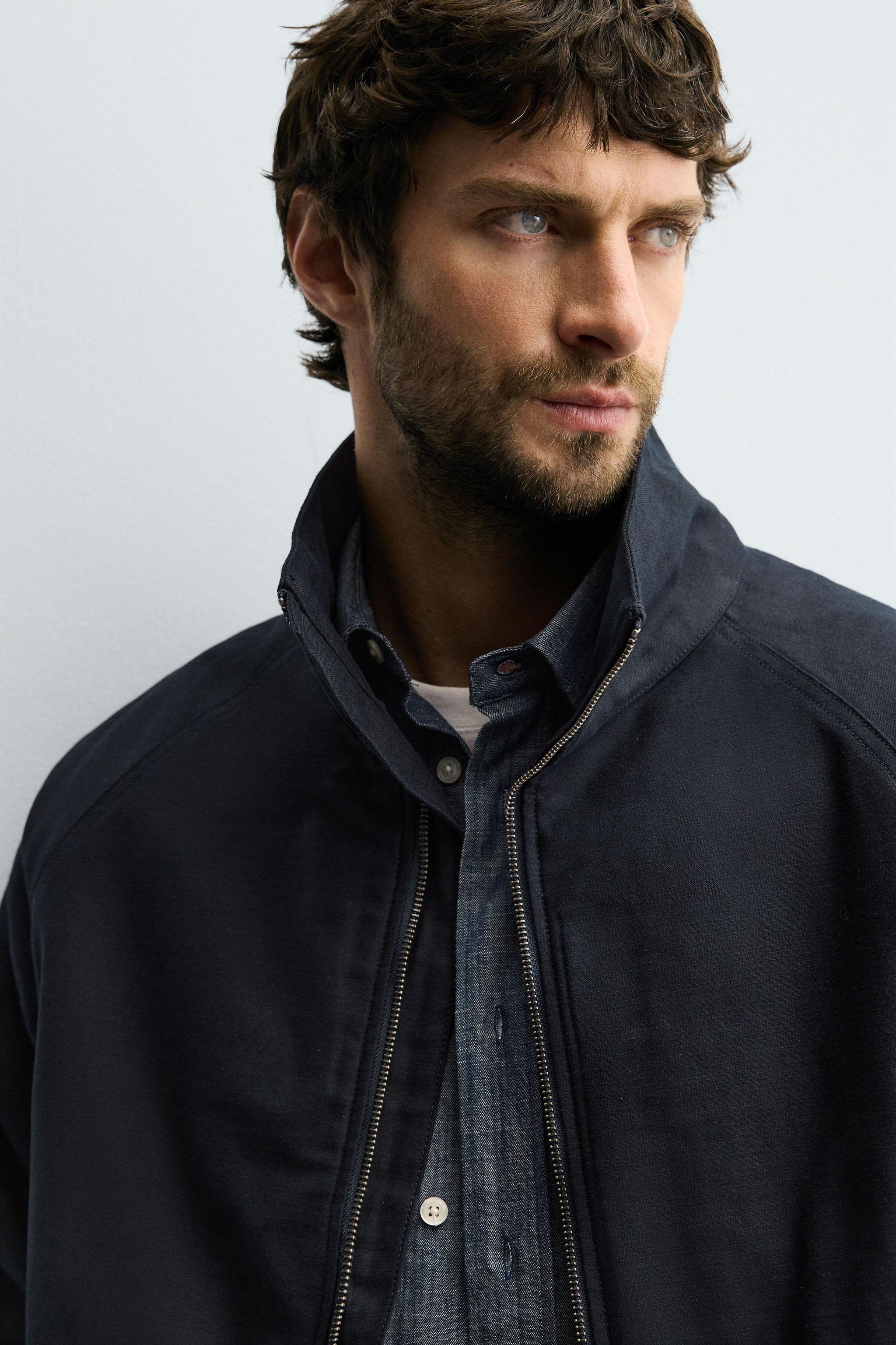 クロップドフィットパフジャケット - ブルー | ZARA Japan / 日本