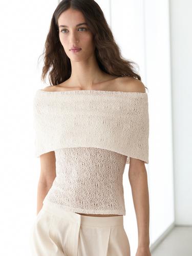 Top texturé à épaules nues - Écru de Zara