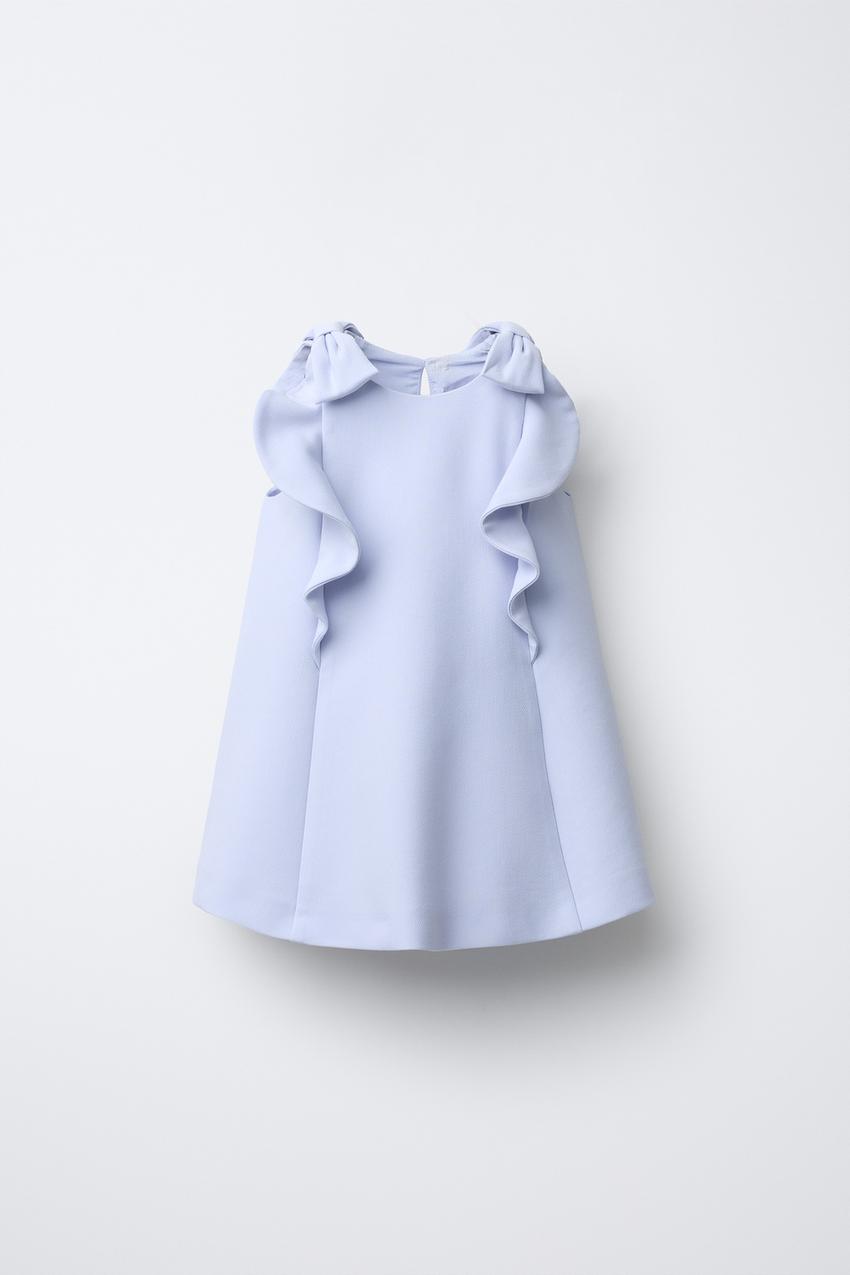 RUFFLED AND BOW DRESS - Pastel blue | ZARA United States RUFFLED AND BOW DRESS - Pastel blue | ZARA United States