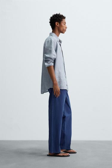 RELAXED FIT 100% LINEN SHIRT - Sky blue by Zara - Image 3