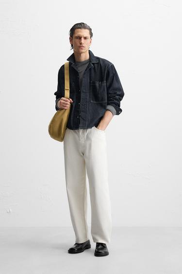 TOPSTITCHED DENIM SHIRT - Blue by Zara - Image 0
