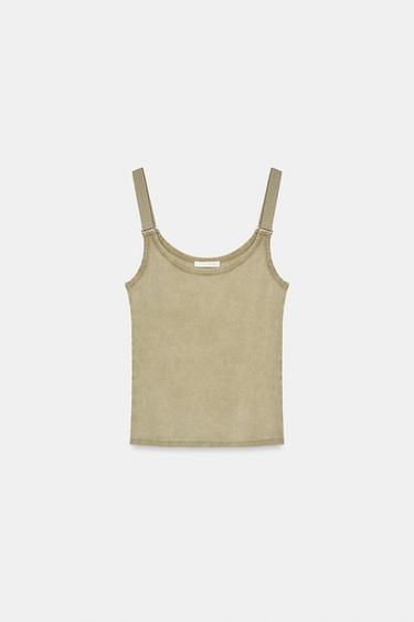TOP CÔTELÉ EFFET DÉLAVÉ - Verdâtre de Zara - Image 3