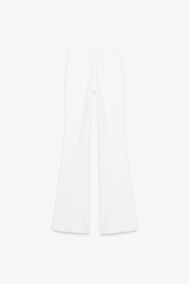 Zara CREPE FLARE PANTS - White
