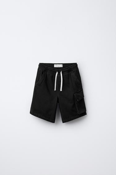 CELANA BERMUDA CARGO - Hitam dari Zara