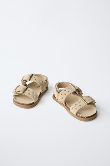 LEATHER SANDALS WITH STARS - Sand Brown by Zara - Image 2