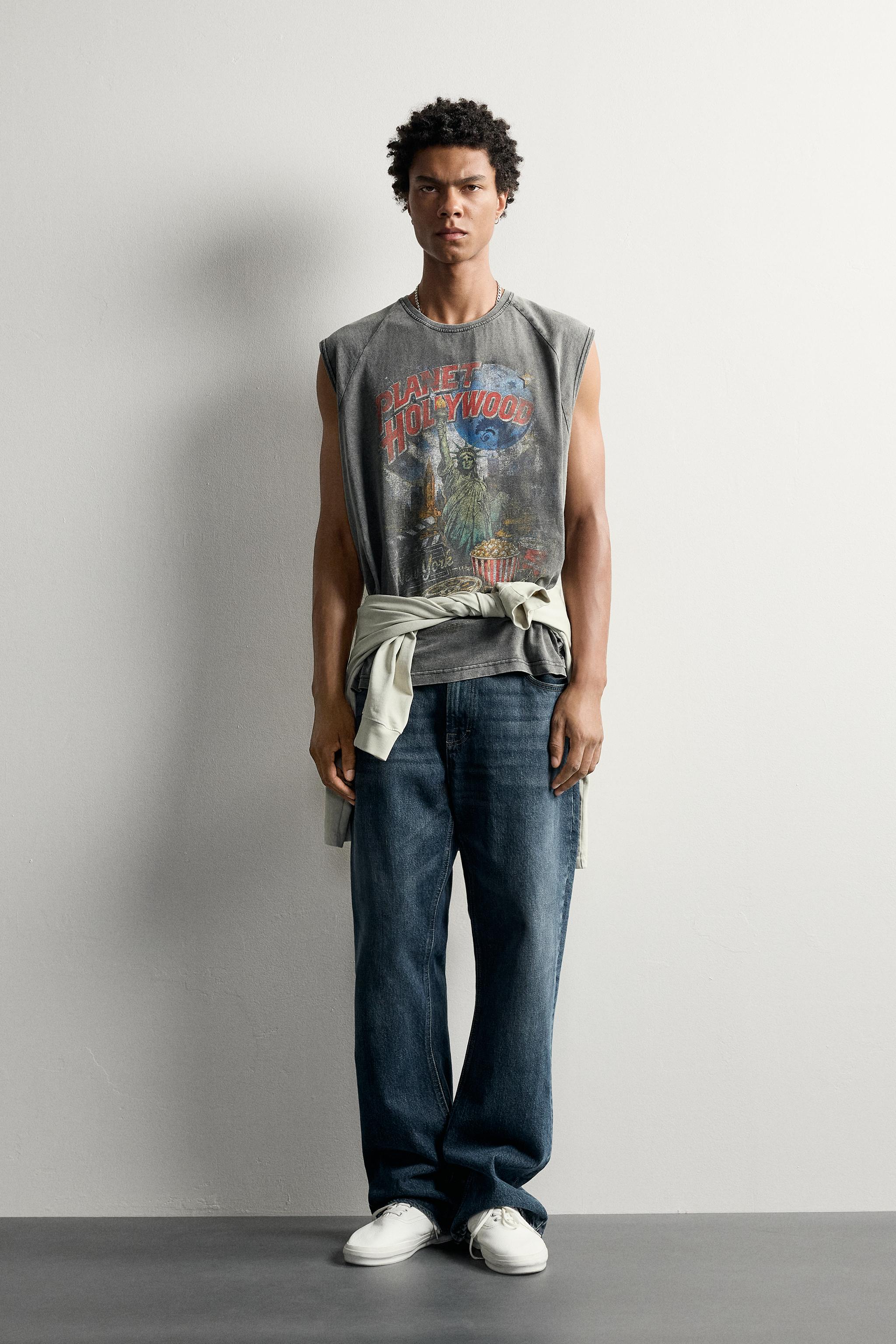 PLANET HOLLYWOOD® GRAPHIC TANK TOP — Dark anthracite