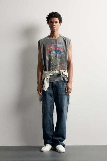 BLUZË TANK ME STAMPIM PLANET HOLLYWOOD® - Antracit i errët nga Zara - Imazh 0