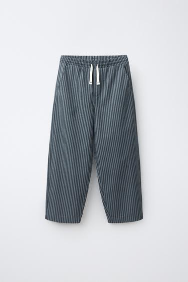 PANTALÓN BAGGY RAYAS - Azul medio de Zara - Imagen 0