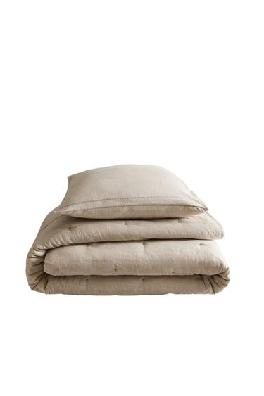 Zara PADDED LINEN QUILT WITH DOTS - Light beige