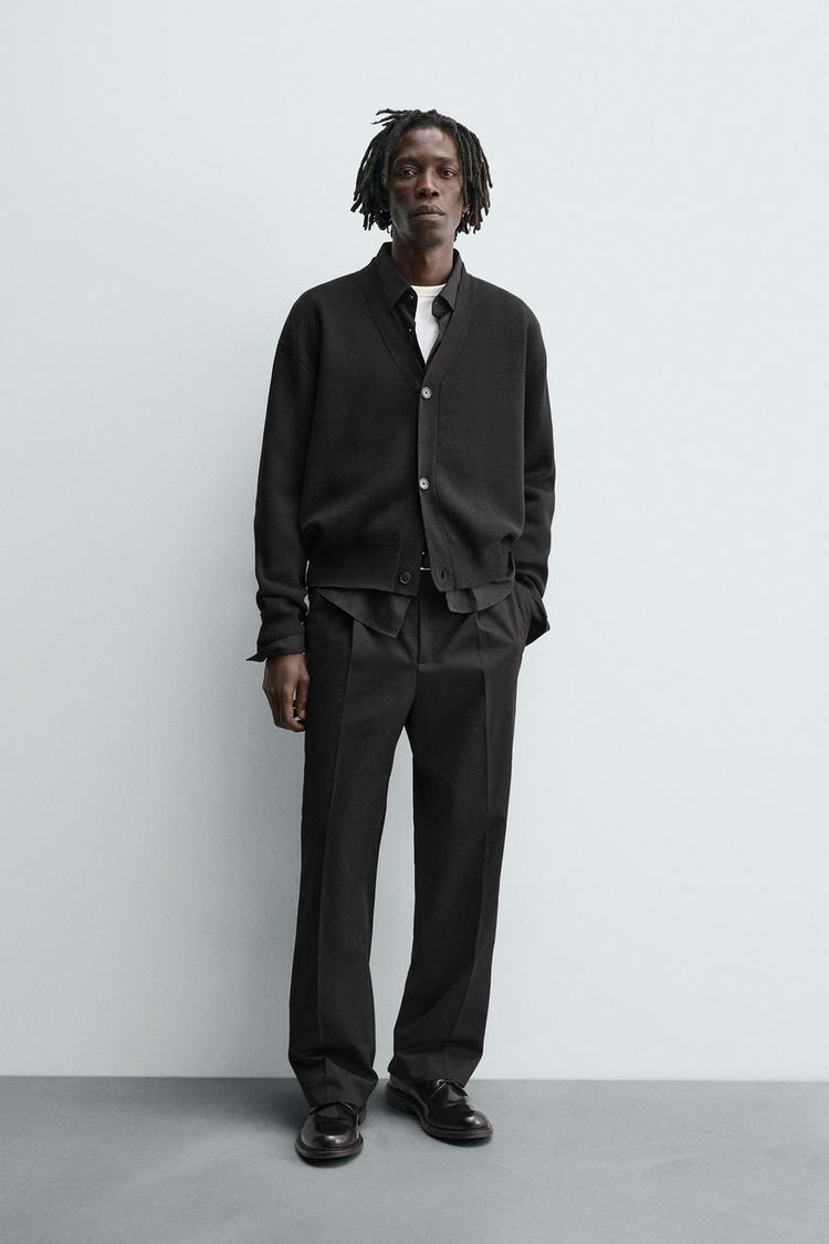 TEXTURED COTTON CARDIGAN Black ZARA United States