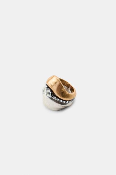COMBINED JEWEL AND GLITTER RING - Gold / Silver by Zara - Image 2