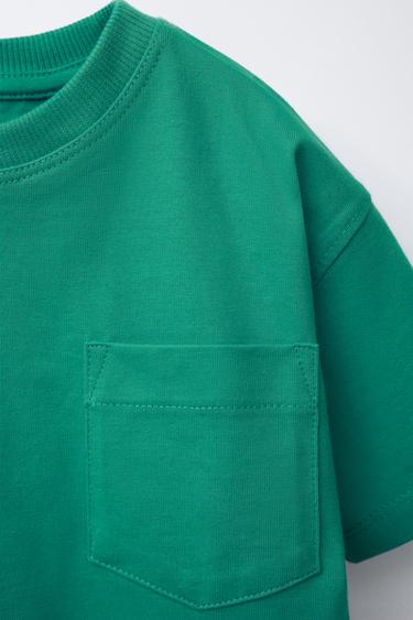 Zara PLAIN POCKET T-SHIRT - Emerald