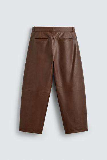 PANTALON BALLOON FIT EN CUIR - Marron de Zara - Image 6