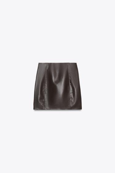 HIGH-WAIST MINI SKIRT - Chocolate by Zara - Image 5