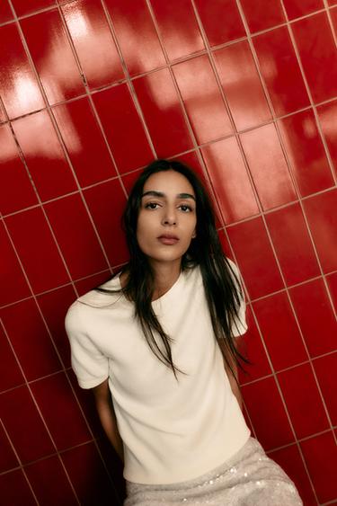 SHORT SLEEVE SOFT-TOUCH KNIT JUMPER - Ecru by Zara