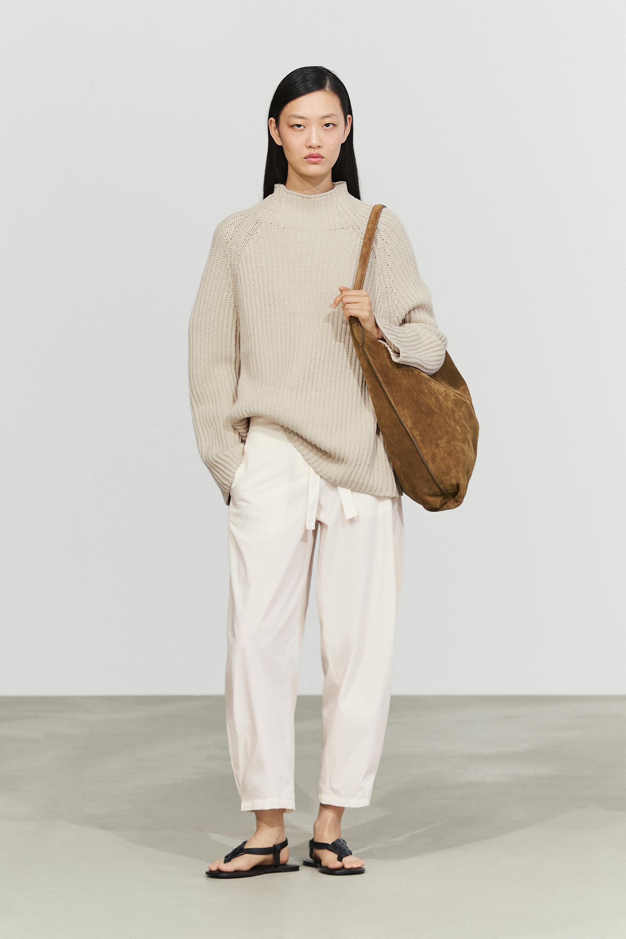 100% cotton purl knit sweater