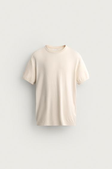 VISCOSE BLEND KNIT T-SHIRT - Ecru by Zara