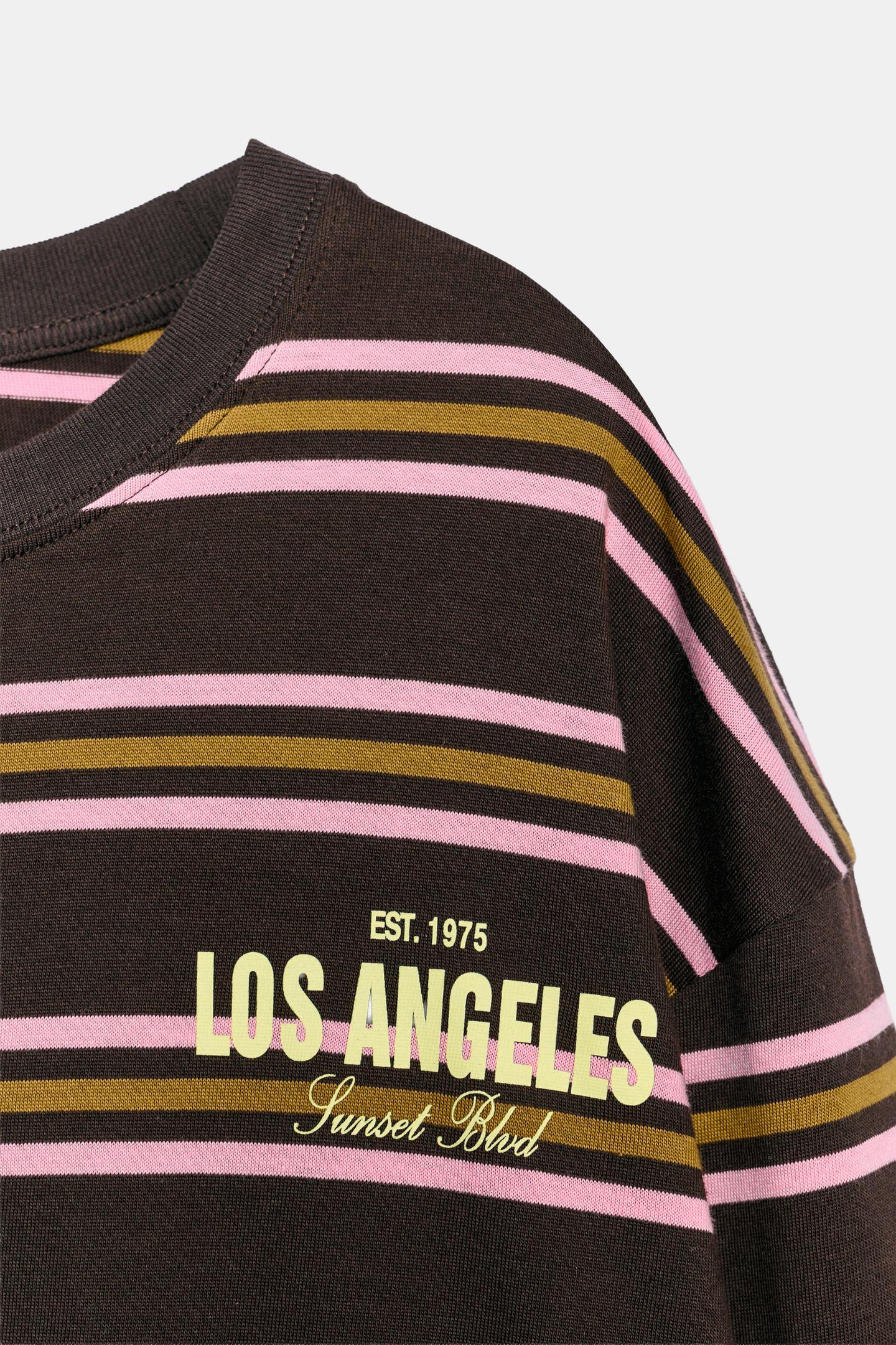 Женская футболка Zara Striped Text, цвет: Разноцветный — фото 3