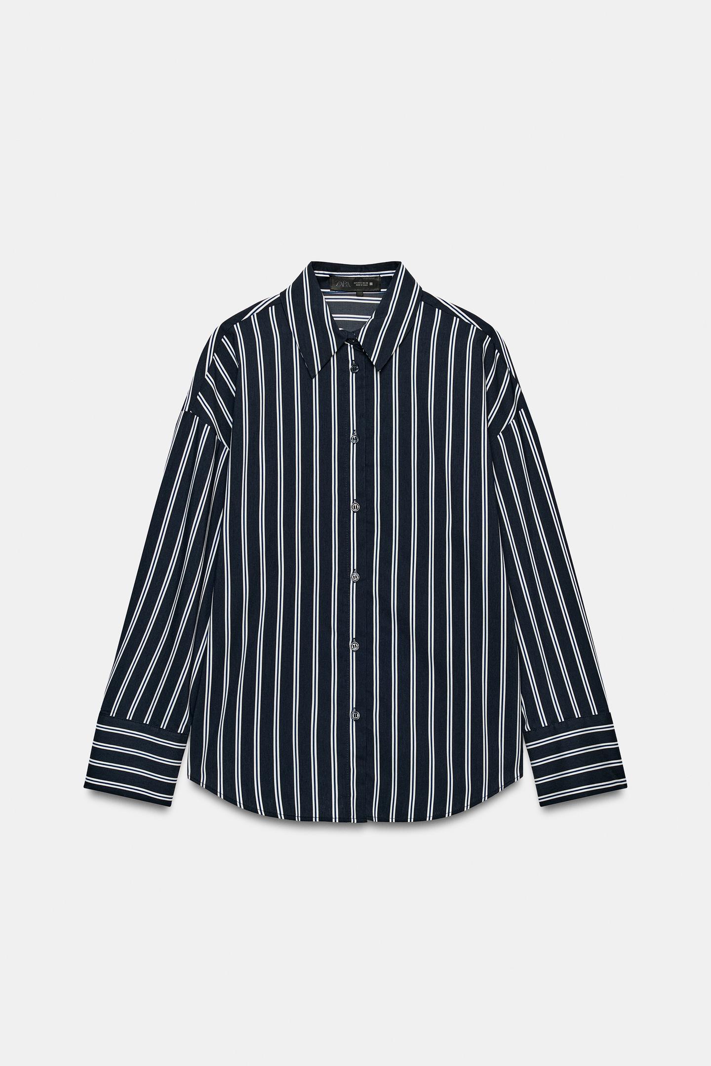 Рубашка Zara Striped, цвет: Синий — фото 6