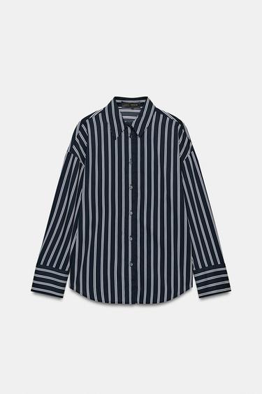 STRIBET SKJORTE - blå fra Zara