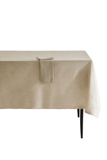 PLAIN DYED THREAD TABLECLOTH - Taupe grey by Zara
