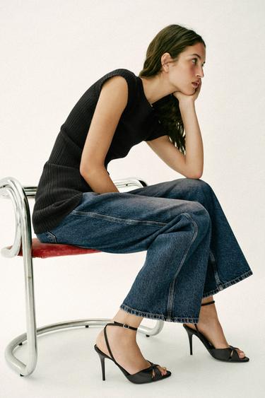 SATIN-EFFECT HIGH-HEEL SANDALS - Black by Zara - Image 0