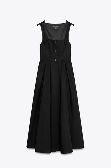 MIDI DRESS WITH TIES - Black by Zara