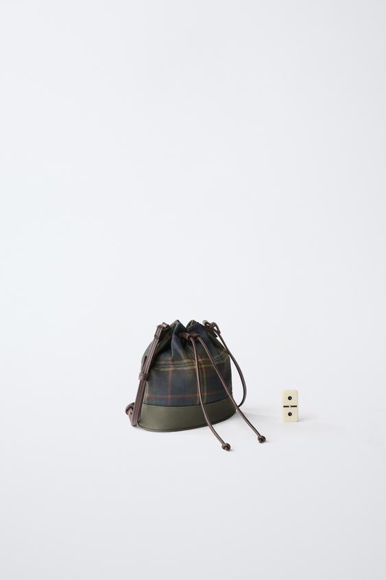 SAC SEAU À CARREAUX - Vert de Zara - Image 5