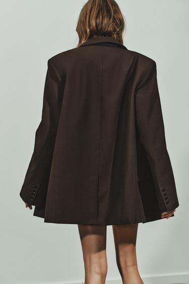 VESTE OVERSIZE À BOUTONNAGE CROISÉ - Marron de Zara - Image 4