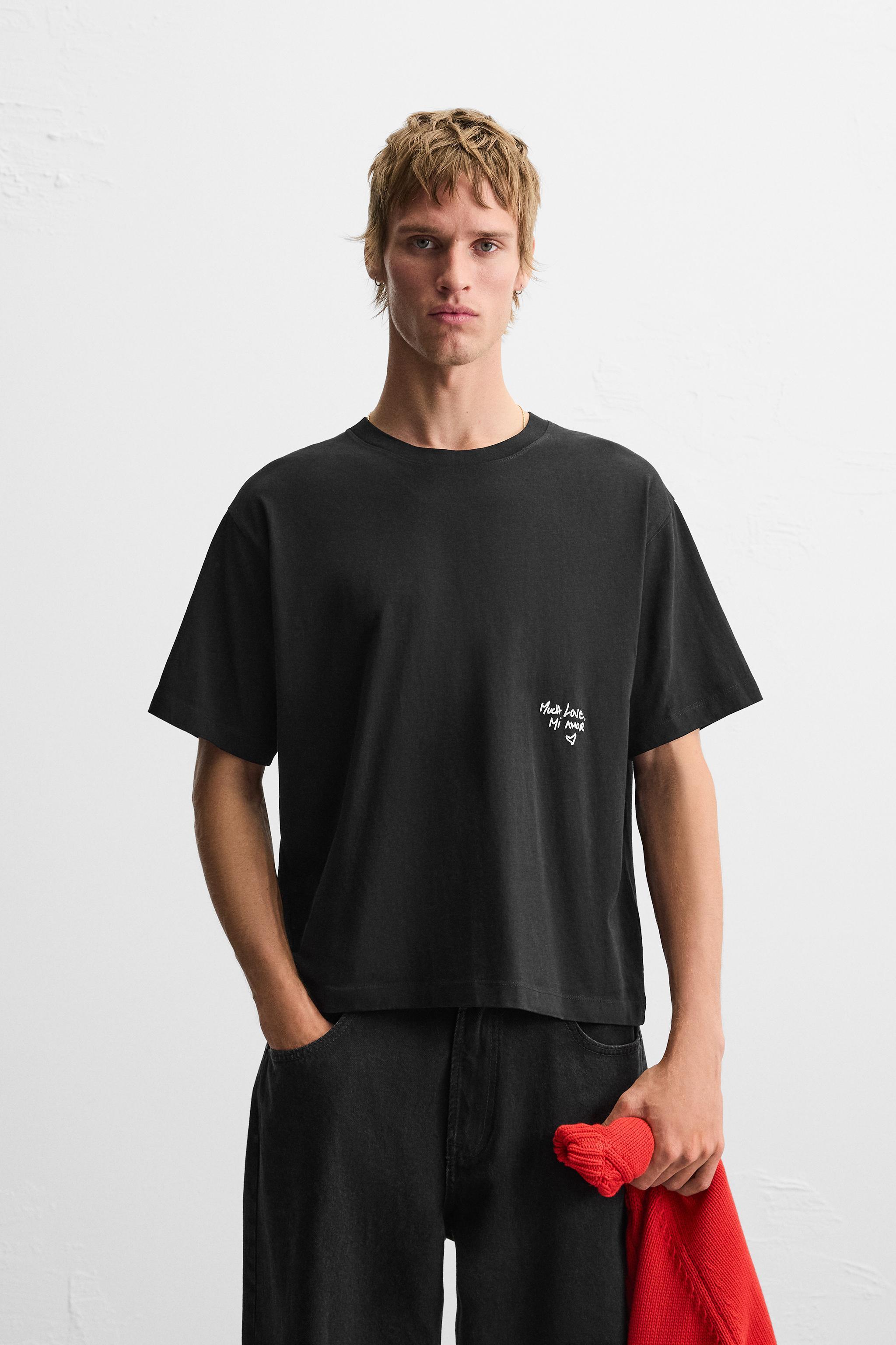 【ZARA】LIMITED EDITION ラバーテキストTシャツ 6224/407/250 LIMITED EDITION RUBBERIZED TEXT T-SHIRT - Black | ZARA