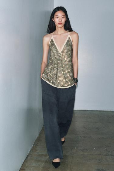 ZW COLLECTION LIMITED EDITION: ПАЙЕТКАЛАРЫ БАР БАУЛЫ ТОП - Мыс Zara компаниясынан