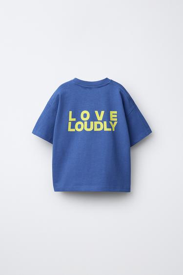 T-SHIRT À INSCRIPTION PIÈCE BRODÉE - Bleu de Zara - Image 1