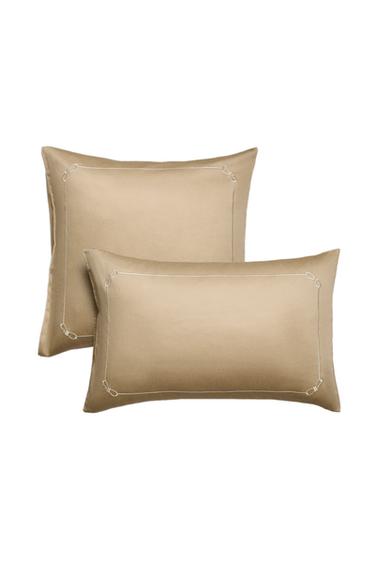 SATEEN PILLOWCASE WITH TRIM - Gold by Zara
