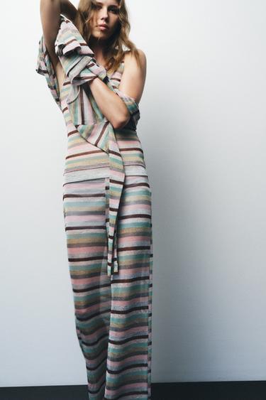PANTALÓN RAYAS HILO METALIZADO - Multicolor de Zara