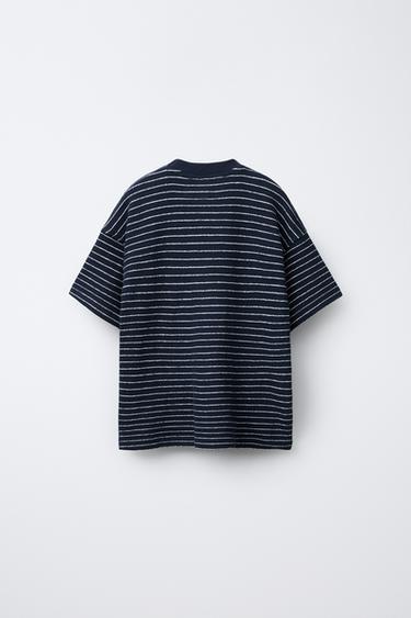 ENSEMBLE T-SHIRT ET BERMUDA EFFET SERVIETTE RAYURES - Bleu marine de Zara - Image 2