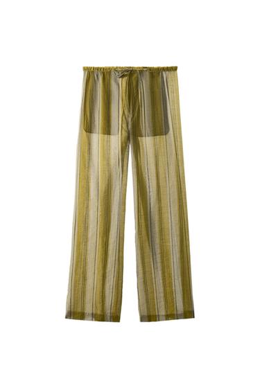 ZW COLLECTION STRIPED TROUSERS - Green stripe by Zara