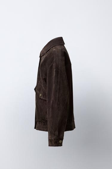 100% LEATHER JACKET - Chocolate by Zara - Image 2