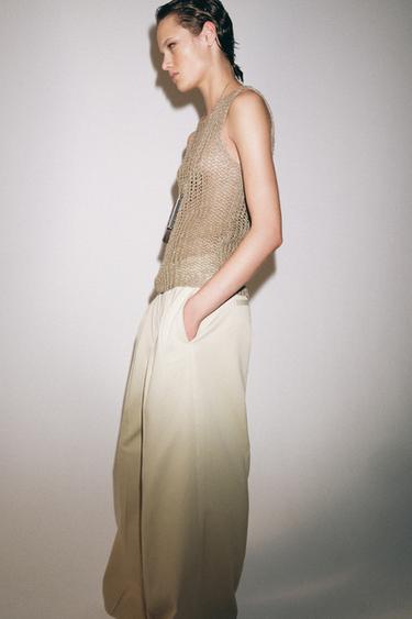 ZW COLLECTION PLEATED WIDE-LEG TROUSERS - Ecru by Zara - Image 3