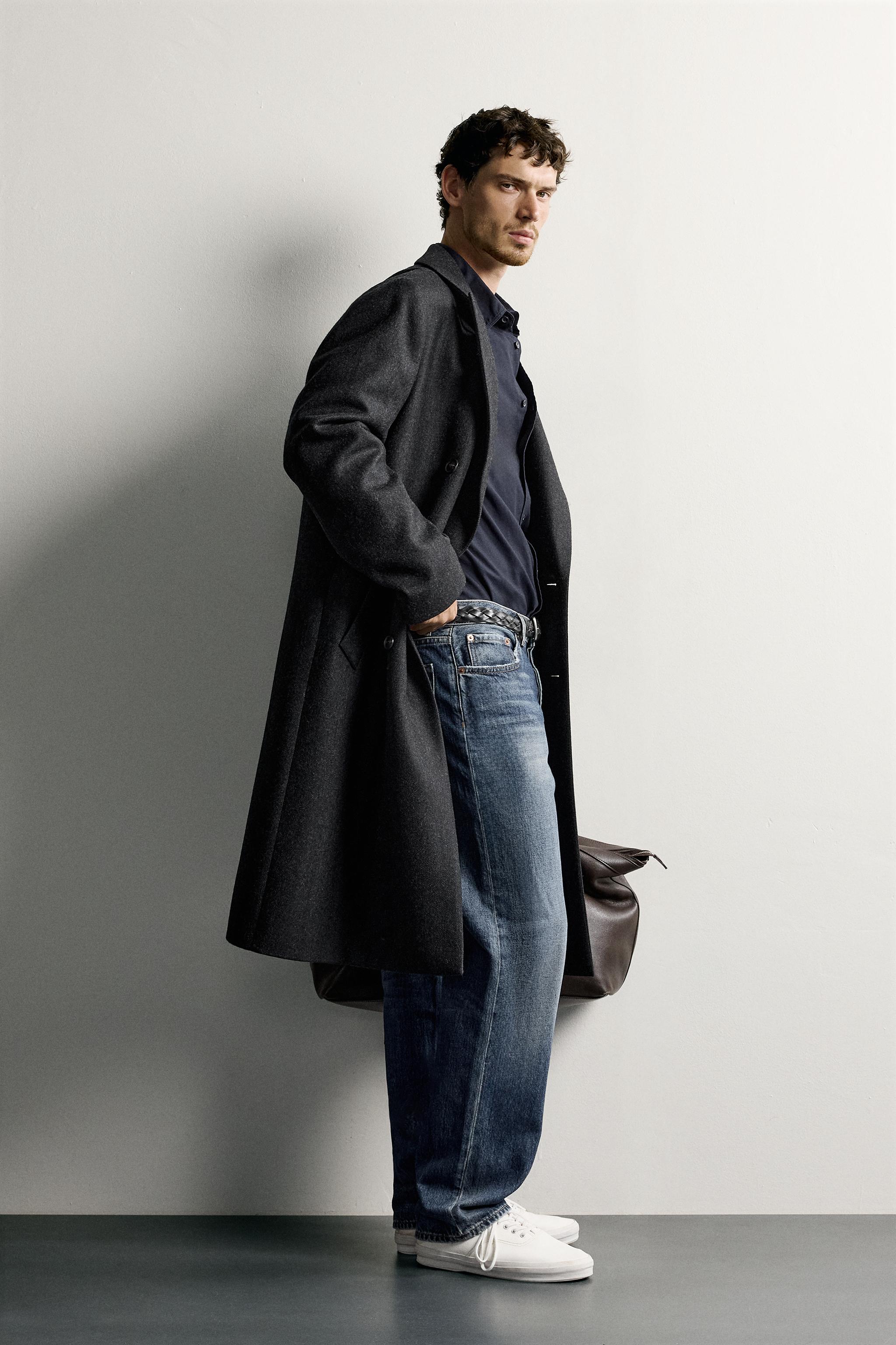 ヘリンボーン 100% ウール ダブルブレストコート - グレー | ZARA