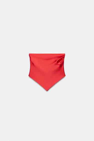 SATIN BANDEAU TOP - Coral by Zara - Image 4