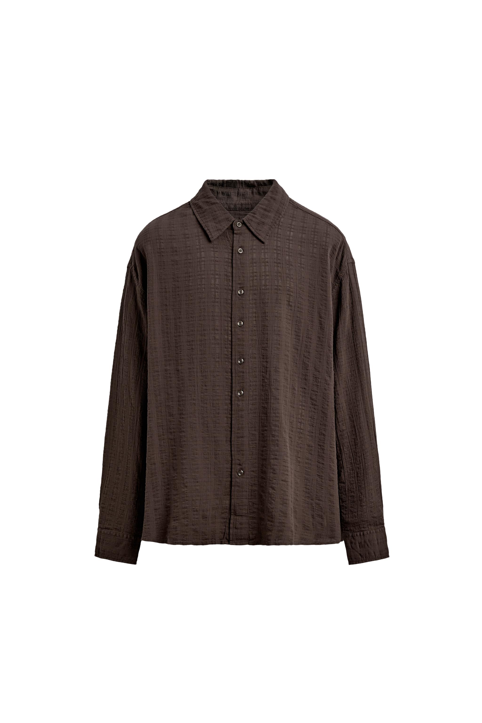 CAMISA COM ESTRUTURA XADREZ - Marrom | ZARA Brasil