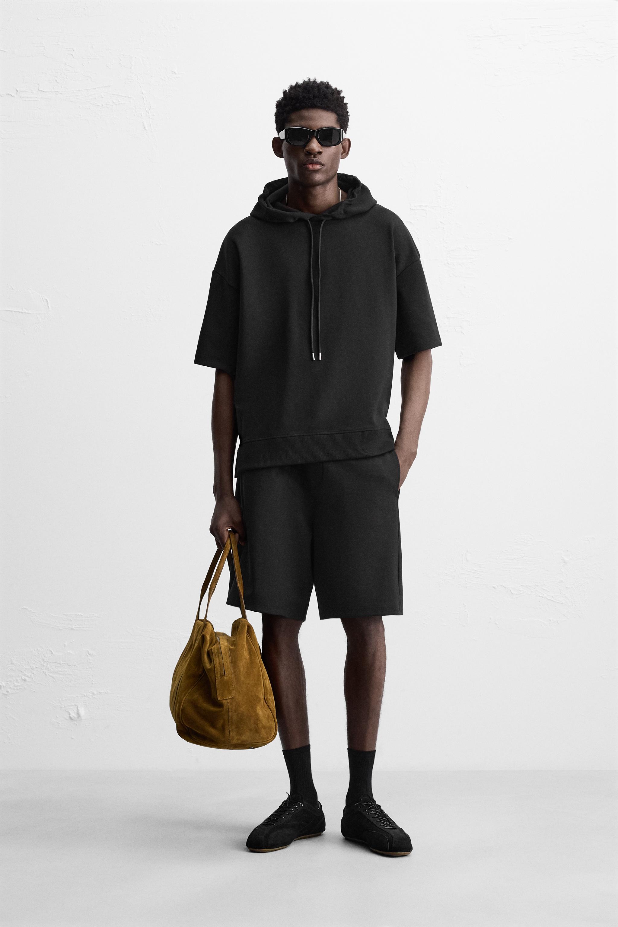 テクニカルフード付きスウェットシャツ - ブラック | ZARA Japan / 日本