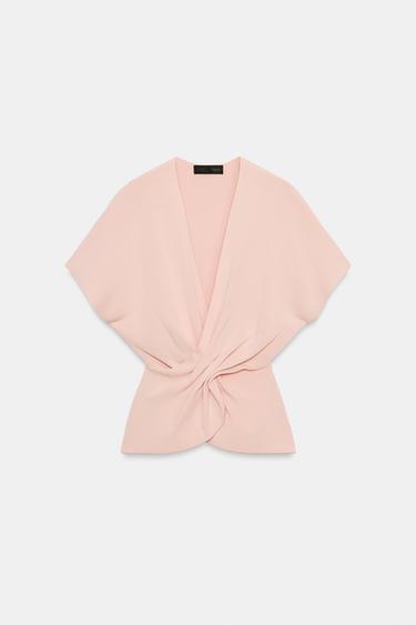 DRAPED KNIT TOP - Pastel pink by Zara