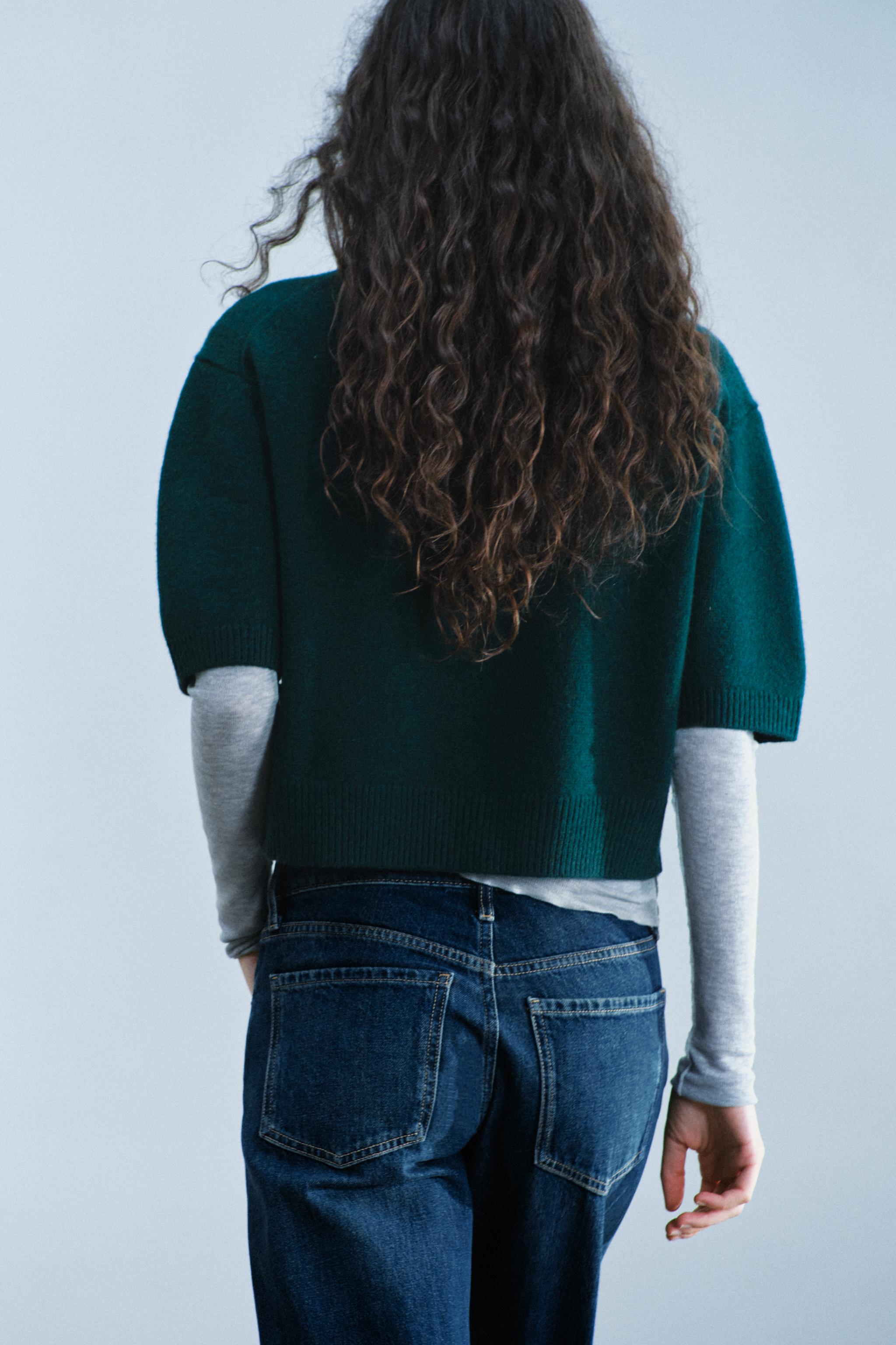 Zara %100 YÜN HACİMLİ KISA KOLLU KAZAK görsel 3